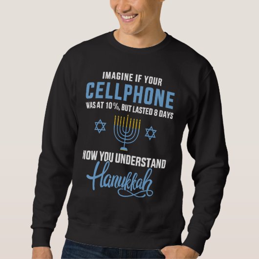 cellphone 8 days understand jewish Hanukkah Chanuk Trui (Voorkant)