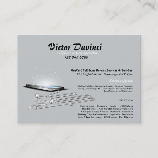 Cellphone Unlocker / Reparatie / Onderhoud Visitek Visitekaartje (Voorkant)