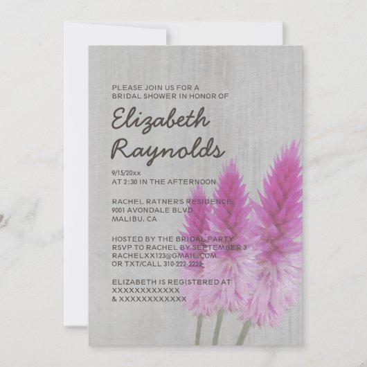  Celosia Bridal Shower Invitations Kaart (Voorkant)