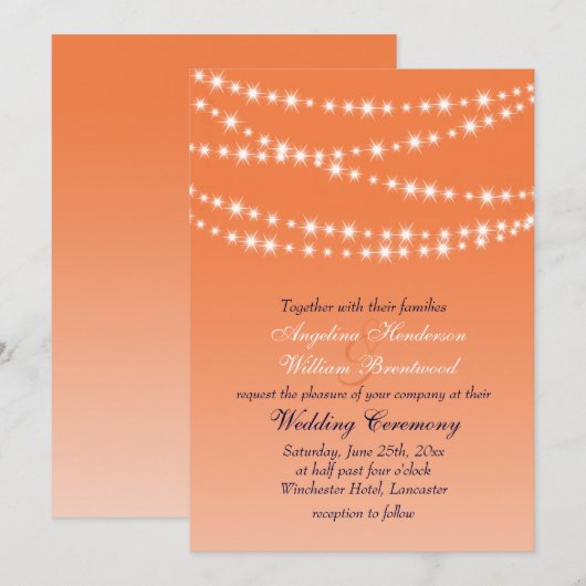 Celosia Oranje Twinkle Lights Weddenschap Kaart (Voorkant / Achterkant)