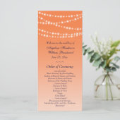 Celosia Oranje Twinkle Lights Wedding Program Programmakaart (Staand voorkant)