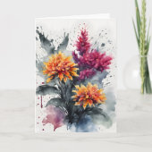 Celosia - Watercolor flowers Kaart (Voorkant)