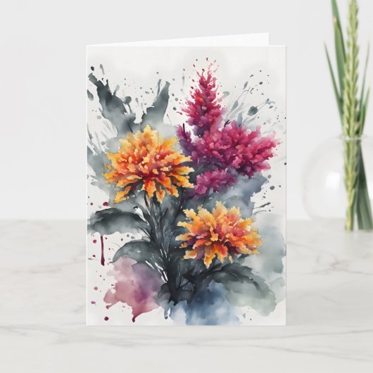 Celosia - Waterverf bloemen Kaart (Voorkant)