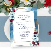 Celsiale bloemen, Elegant Blue Red Paars Floral Kaart