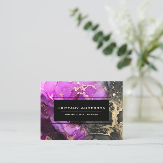 Celsius Black Pink Gold Abstract Aangepast Visitekaartje (Staand voorkant)