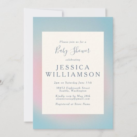 Celsius blauw roze gradiënt Baby shower Kaart (Voorkant)