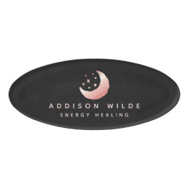 Celsius Roos Gold Crescent Moon Stars Business Naambadge