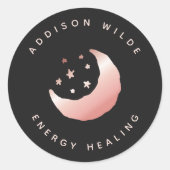 Celsius Roos Gold Crescent Moon Stars Cosmic Ronde Sticker (Voorkant)
