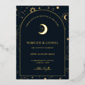 Celsius Schriftelijk in de sterren Sparen de Datum Folie Uitnodiging (Voorkant)