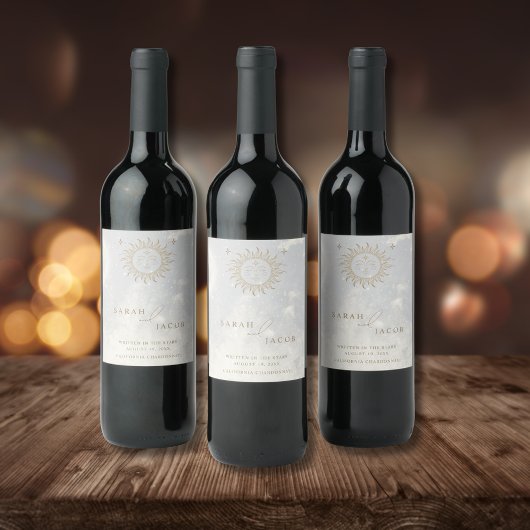 Celsius Schriftelijk in het Stars Wedding Wijn Etiket