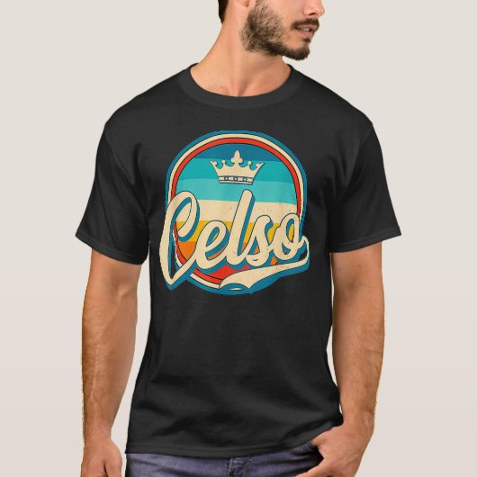 Celso retro gepersonaliseerde naam  voornaam C T-shirt (Voorkant)
