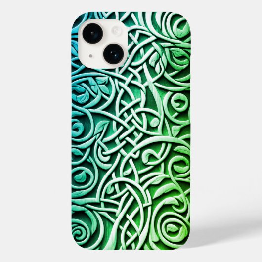 Celtic 3D Carved Green Knot Design Case-Mate iPhone Case (Achterkant)