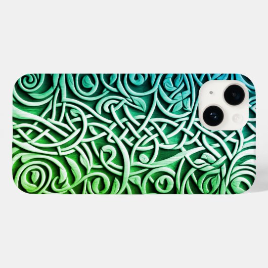 Celtic 3D Carved Green Knot Design Case-Mate iPhone Case (Achterkant (horizontaal))