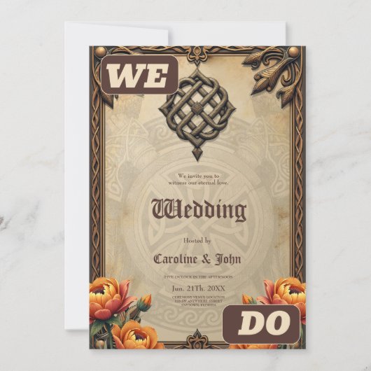 Celtic art and floral splendor in warm tones. kaart (Voorkant)