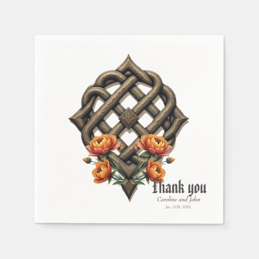 Celtic art and floral splendor in warm tones.  servet (Voorkant)