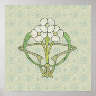 Celtic art deco floral design 2 Poster print