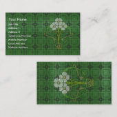Celtic art deco floral design drie witte bloemen visitekaartje (Voorkant / Achterkant)