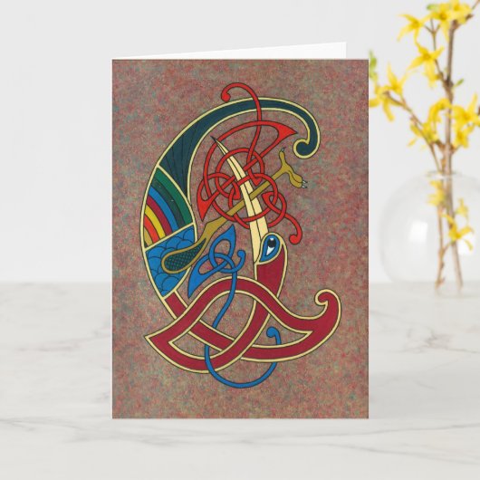 Celtic Art Design Groeten Kaart (Gele Bloem)