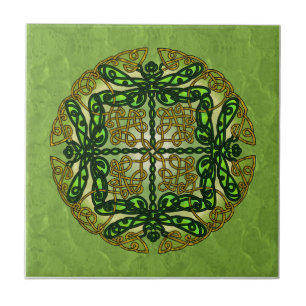 Celtic Art Dragonflies - groen Tegeltje