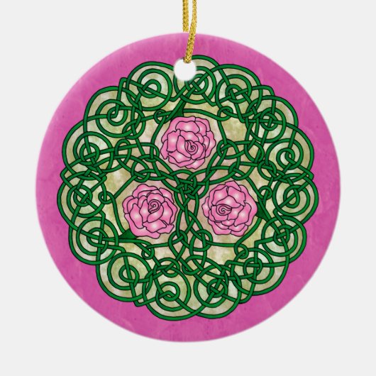 Celtic Art Rozen Roze Keramisch Ornament (Voorkant)