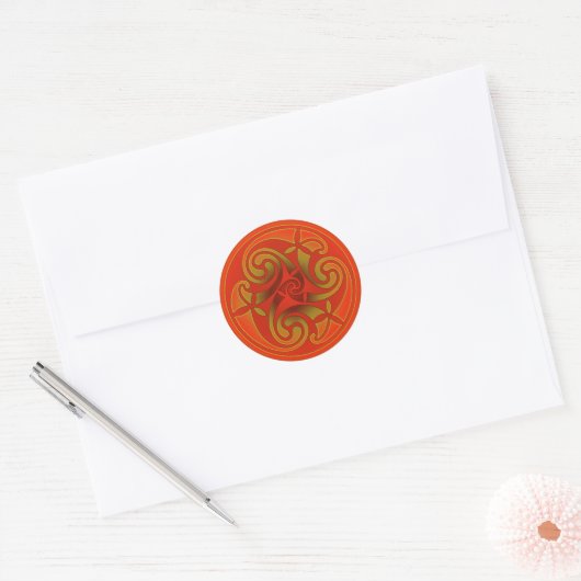 Celtic Art Spiral Design Classic Round Sticker (Envelop)