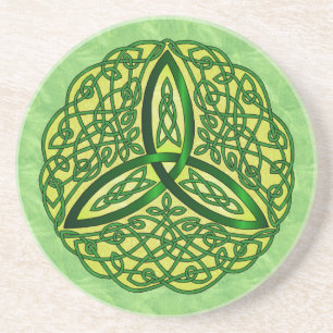 Celtic Art Trinity Knot Green en Gold Zandsteen Onderzetter