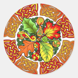 Celtic Autumn Leaves Ronde Sticker
