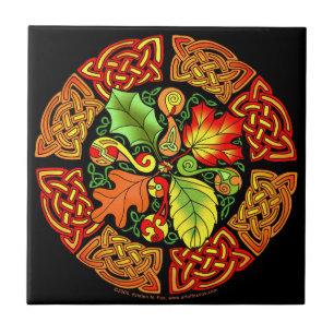 Celtic Autumn Leaves Tile Tegeltje