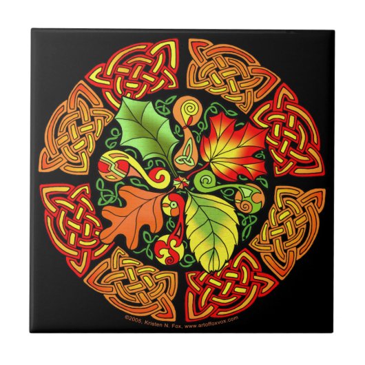 Celtic Autumn Leaves Tile Tegeltje (Voorkant)