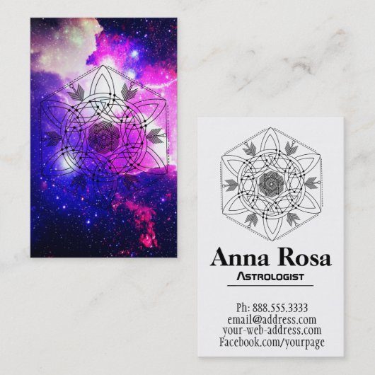 *~ * Celtic Aztec Tribal Boho Galaxy Nebula Visitekaartje (Voorkant / Achterkant)