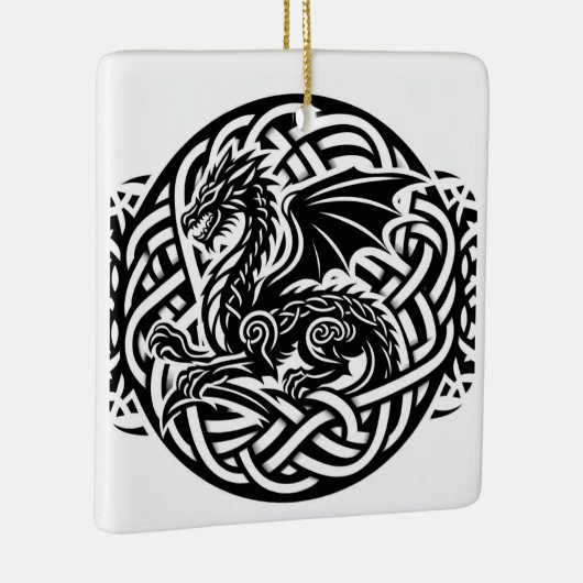 Celtic B&W Dragon Keramisch Ornament (Rechts)