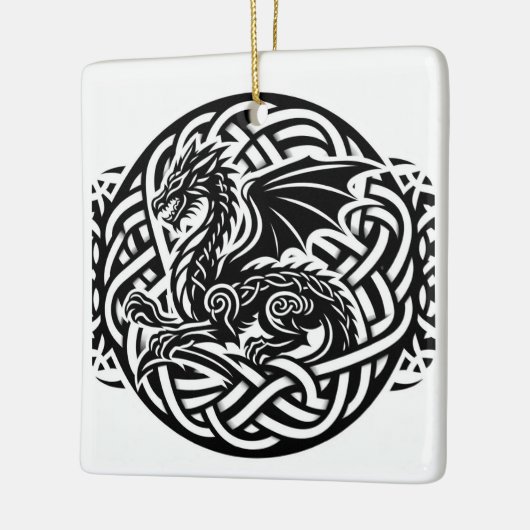 Celtic B&W Dragon Keramisch Ornament (Links)