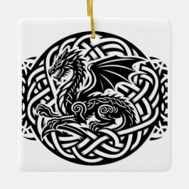 Celtic B&W Dragon Keramisch Ornament