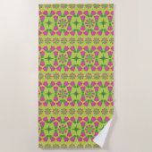 Celtic Bell Flower Mandalas Green Beach Towel Strandlaken (Voorkant)