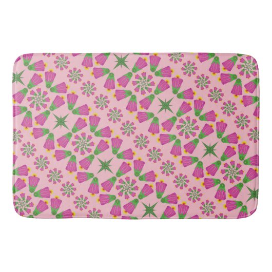 Celtic Bell Flower Mandalas Pink Bath Mat (Voorkant)