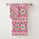 Celtic Bell Flower Mandalas Pink Bath Towel set Bad Handdoek (Insitu)