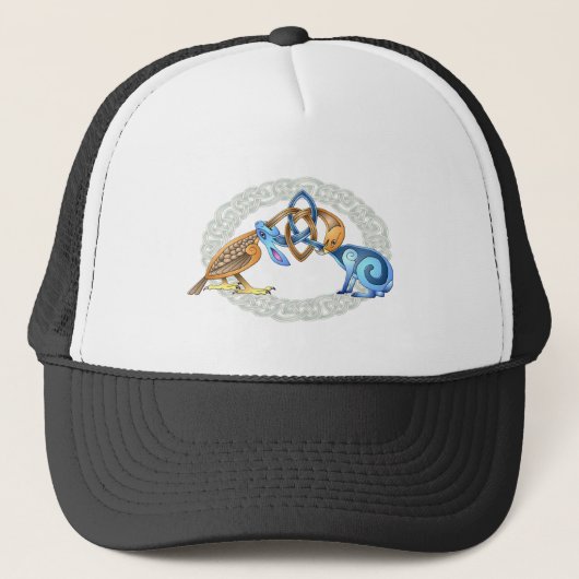 Celtic Bird and Rabbit met Lijst Trucker Pet (Voorkant)