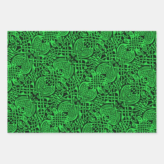 Celtic Bird Knotwork, Amber Meander en Tyson Inpakpapier Vel (Voorkant)