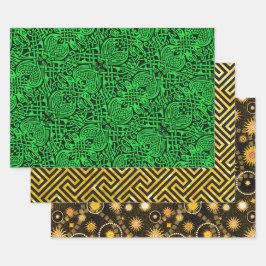 Celtic Bird Knotwork, Amber Meander en Tyson Inpakpapier Vel
