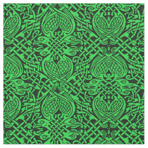 Celtic Bird Weave in Dark Green Stof