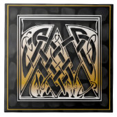 Celtic Black Stone A Monogram Initiaal Tile Tegeltje (Voorkant)