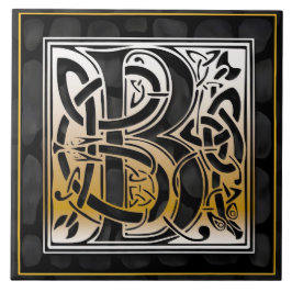 Celtic Black Stone B Monogram Initiaal Tile Tegeltje