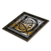 Celtic Black Stone D Monogram Initiaal Tile Tegeltje (Zijkant)