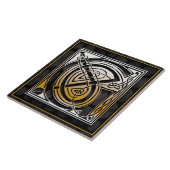 Celtic Black Stone G Monogram Initiaal Tile Tegeltje (Zijkant)
