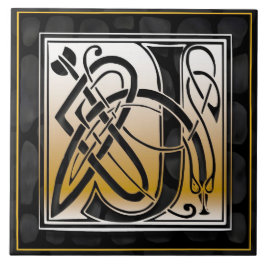 Celtic Black Stone J Monogram Tegel Tegeltje