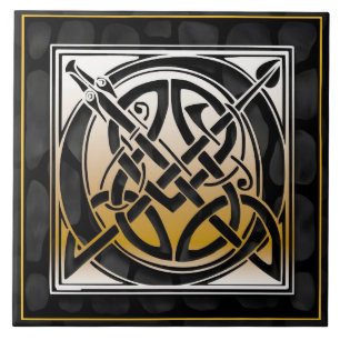 Celtic Black Stone O Monogram Initiaal Tile Tegeltje