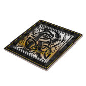 Celtic Black Stone R Monogram Initiaal Tile Tegeltje (Zijkant)
