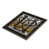 Celtic Black Stone U Monogram Initiaal Tegel Tegeltje (Zijkant)