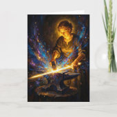 Celtic Blacksmith Goddess Forging Sword Fantasy Ar Kaart (Voorkant)