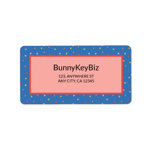 Celtic Blue Mini Hearts Business Company Adres Etiket (Voorkant)